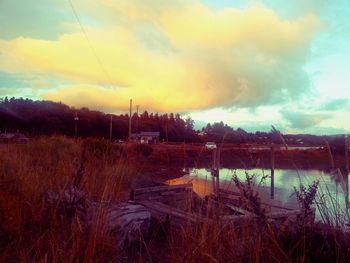 Scenic view of landscape at sunset