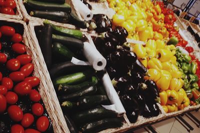 High angle view of fruits in container