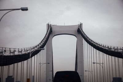 High angle view of bridge against cloudy sky