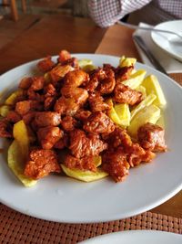 High angle view of meal served in plate