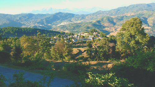 Scenic view of mountains against sky