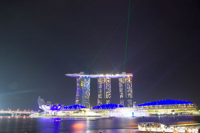 Illuminated commercial dock at night