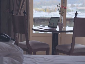 Close-up of chair on table