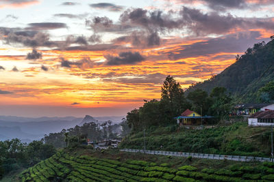 Scenic view of landscape against sky during sunset