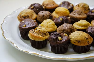 Close-up of cupcakes in plate