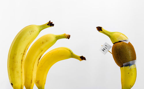 Close-up of yellow fruit on white background