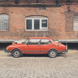Cars parked in front of building