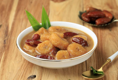 Close-up of food in bowl on table