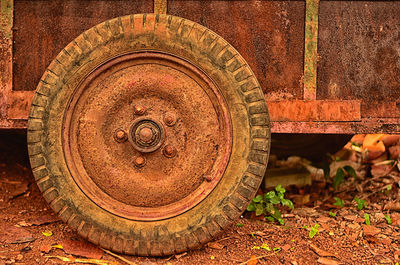 Close-up of car on wall