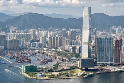 West kowloon, with hong kong international commcerce centre standing up high