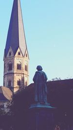 Low angle view of statue against clear sky