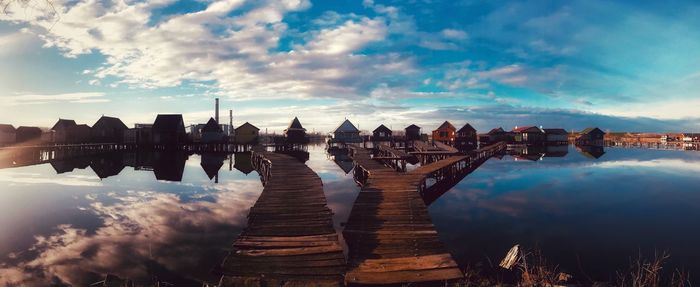 Panoramic view of temple against cloudy sky