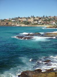 View of sea against blue sky