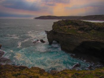 Scenic view of sea against sky during sunset