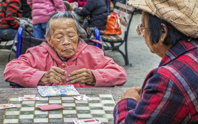 People relaxing outdoors