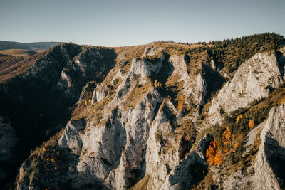 Low angle view of rock formations