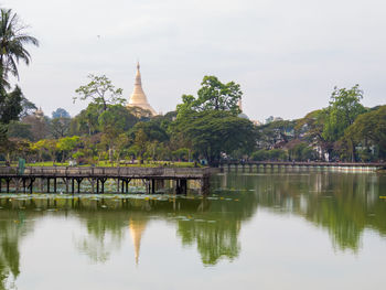 Reflection of building in lake