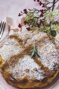 High angle view of cake in plate