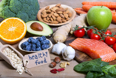 Fruits and vegetables on display
