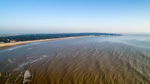 Scenic view of sea against clear sky