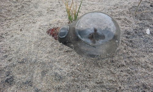 High angle view of sand on field