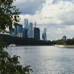 City skyline with river in background