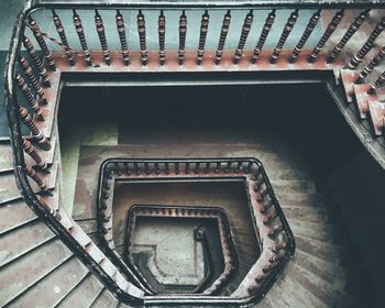 High angle view of spiral staircase