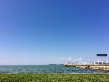 Scenic view of sea against clear sky