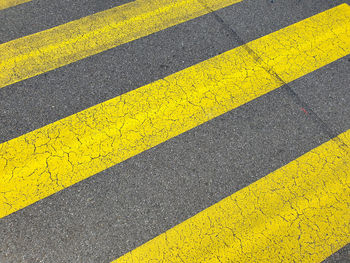 High angle view of zebra crossing on road