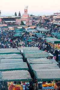 High angle view of people at market stall