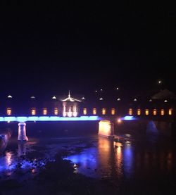 Reflection of illuminated lights in water