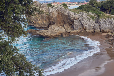 Scenic view of rocky beach