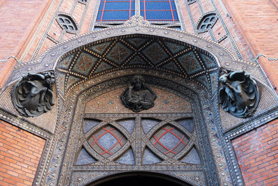 Low angle view of sculpture of building