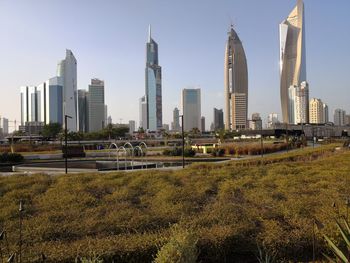 View of skyscrapers in city