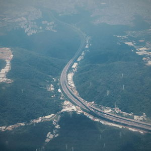 High angle view of road on landscape