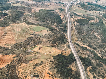 High angle view of road passing through landscape