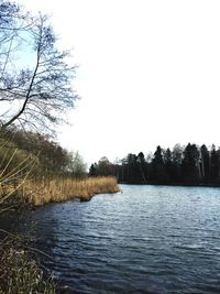 Scenic view of lake against clear sky