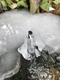 High angle view of frozen lake