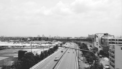 High angle view of cityscape against sky