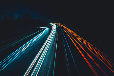 Light trails on highway at night