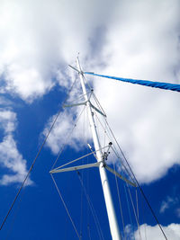 Low angle view of sailboat against sky