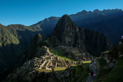 Panoramic view of historic mountains against sky