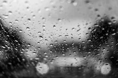 Full frame shot of raindrops on glass window