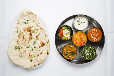 High angle view of food on table