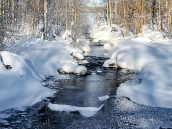 Frozen water in winter