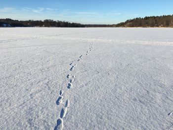 Scenic view of snow field against sky