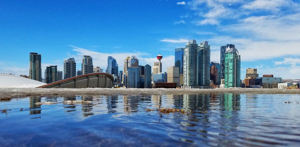 Reflection of buildings in water