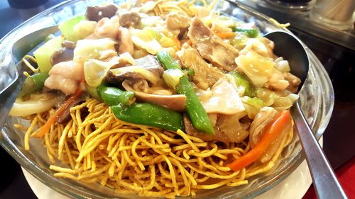 Close-up of meal served in bowl