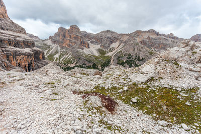 Scenic view of rocky mountains against sky