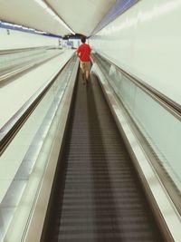 High angle view of escalator